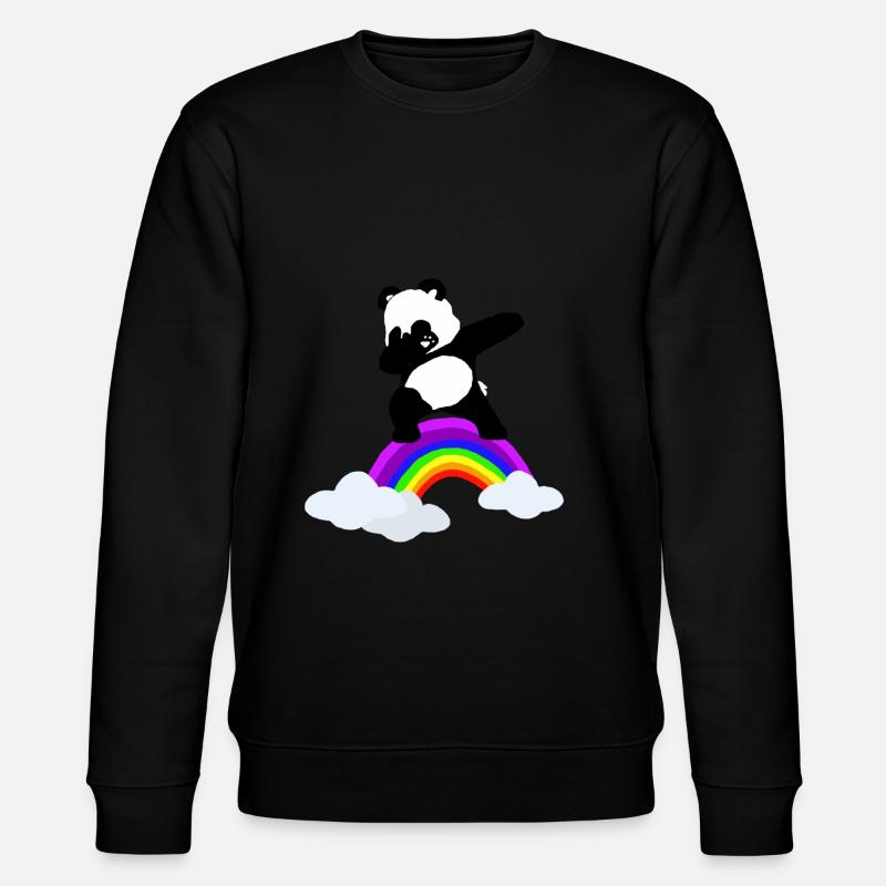 Dabbender Panda Regenbogen Kinder Baby - Stanley/Stella Unisex Bio-Sweatshirt CHANGER  - Schwarz