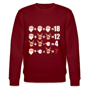 Rudolph Santa Snowman Frohe Weihnachten Design - Stanley/Stella Unisex Bio-Sweatshirt CHANGER  - Burgunderrot - Vorne - Nik (191cm) & Marisol (170cm)