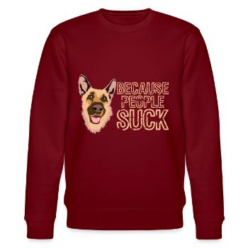 Weil die Leute süßen entzückenden Hund saugen - Stanley/Stella Unisex Bio-Sweatshirt CHANGER  - Burgunderrot - Vorne - Nik (191cm) & Marisol (170cm)