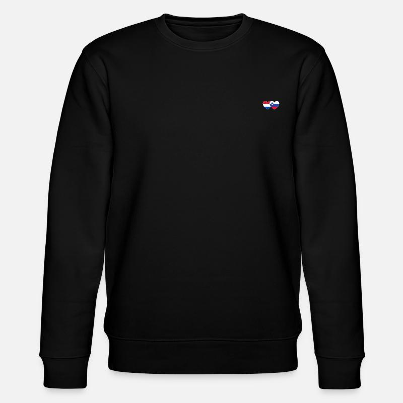 Holland Slovenia Flag Heart - Stanley/Stella CHANGER Unisex Organic Sweatshirt - black