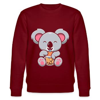Bubble Milk Tea Koala Drinking Boba Milk Tea - Stanley/Stella Unisex Bio-Sweatshirt CHANGER  - Burgunderrot - Vorne - Nik (191cm) & Marisol (170cm)