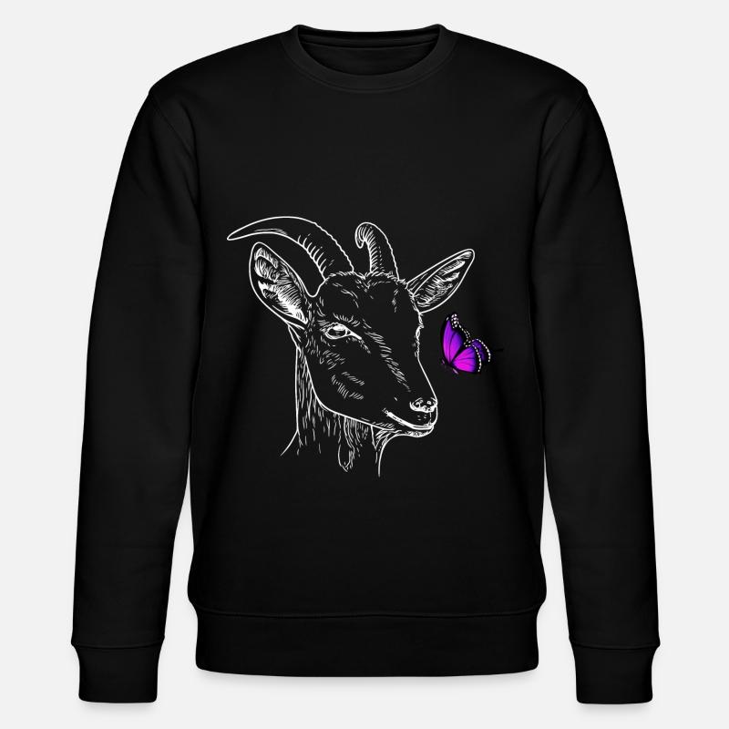 Goat with butterfly - Stanley/Stella CHANGER Unisex Organic Sweatshirt - black