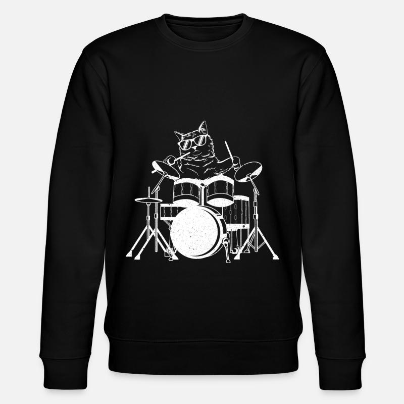 Drum-playing cat - Stanley/Stella CHANGER Unisex Organic Sweatshirt - black