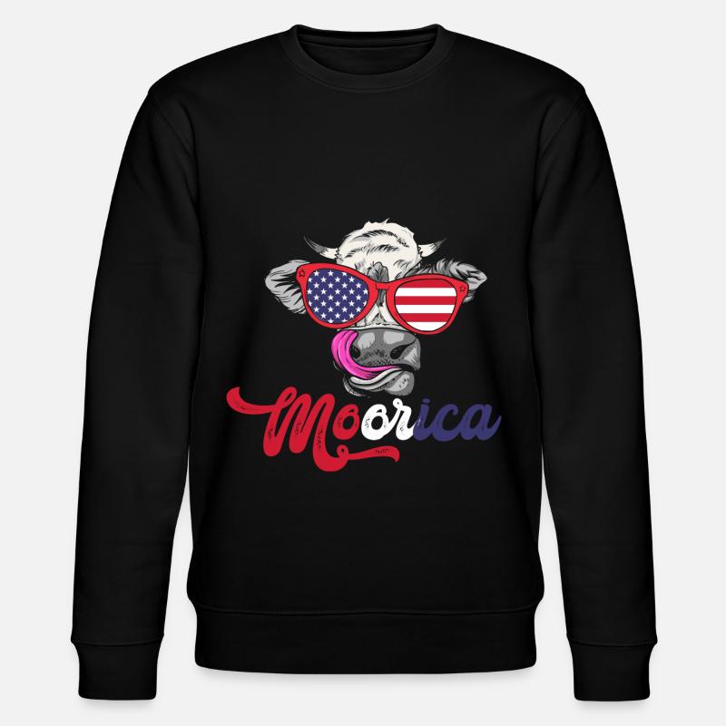 Moorica Cow USA Drapeau - Sweat bio CHANGER Stanley/Stella Unisexe - noir