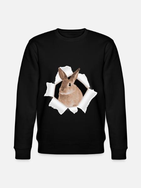 Bunny looking through hole - Stanley/Stella CHANGER Unisex Organic Sweatshirt - black