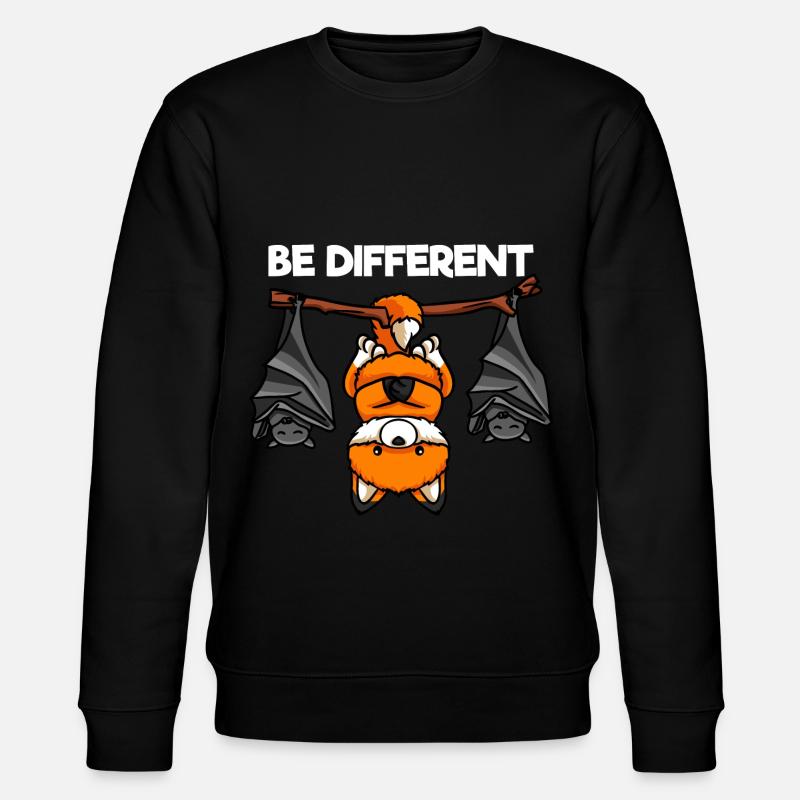 Be Different Fuchs und Fledermäuse - Stanley/Stella Unisex Bio-Sweatshirt CHANGER  - Schwarz