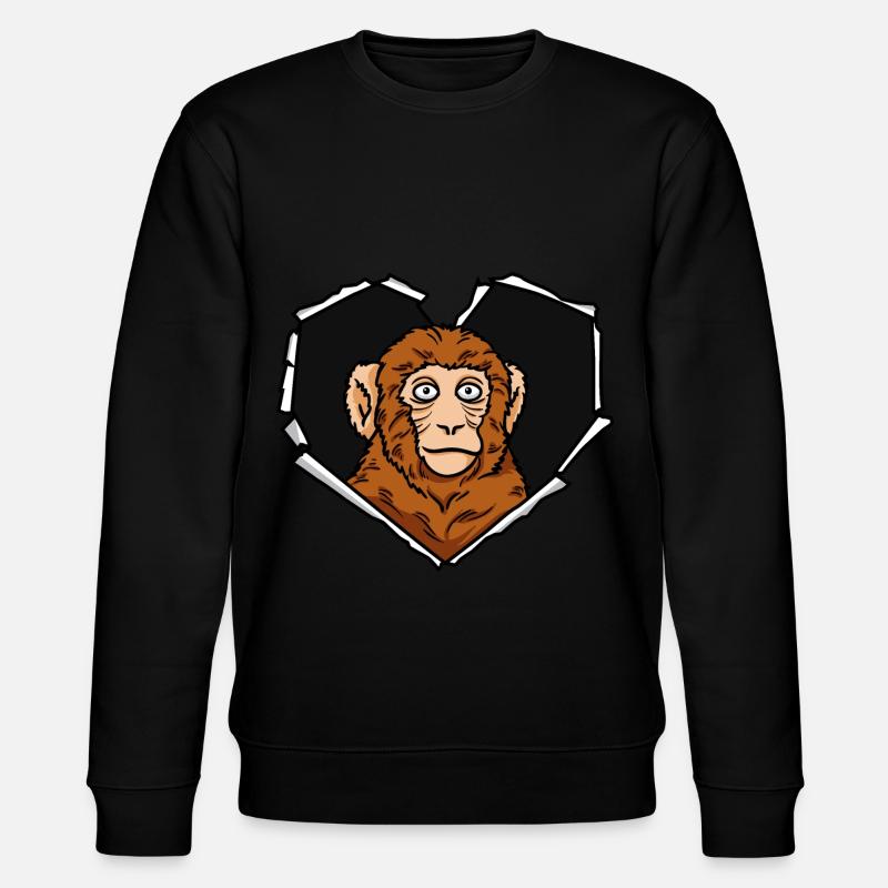 Singe fissure trou déchiré coeur visage de singe - Sweat bio CHANGER Stanley/Stella Unisexe - noir