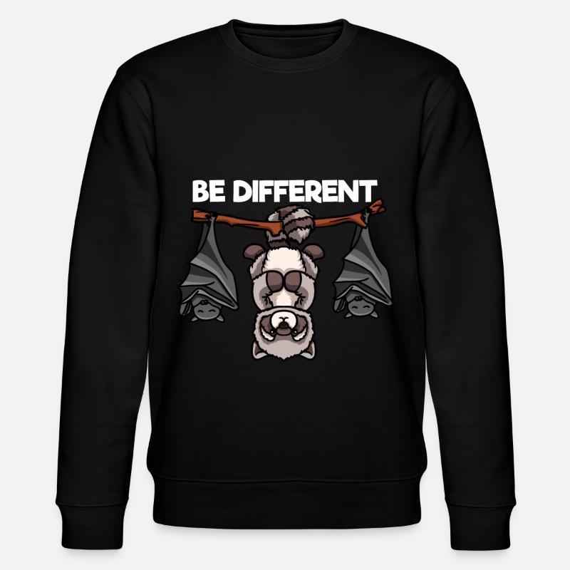 Be Different Waschbär und Fledermäuse - Stanley/Stella Unisex Bio-Sweatshirt CHANGER - Schwarz