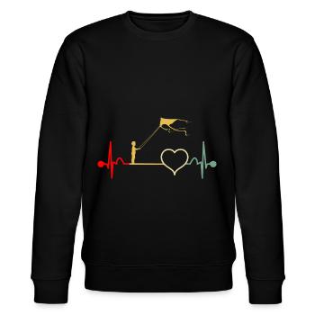 Drachensteigen Drachen Steigen Herzschlag Vintage - Stanley/Stella Unisex Bio-Sweatshirt CHANGER  - Schwarz - Vorne - Nik (191cm) & Marisol (170cm)