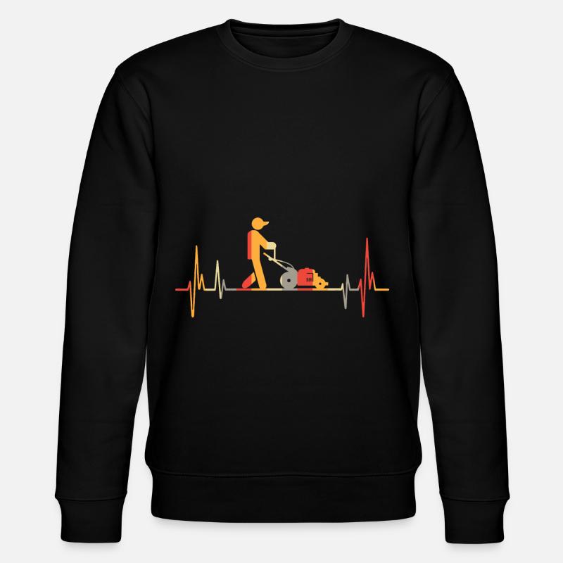 Retro Herzschlag Rasenmäher Gras Gärtner - Stanley/Stella Unisex Bio-Sweatshirt CHANGER  - Schwarz