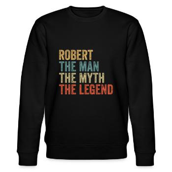 Robert the man the myth - Stanley/Stella CHANGER Unisex Organic Sweatshirt - black - Front - Nik (191cm) & Marisol (170cm)