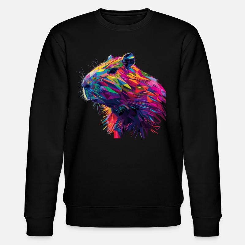 Capybara Polygon Geschenk - Stanley/Stella Unisex Bio-Sweatshirt CHANGER  - Schwarz
