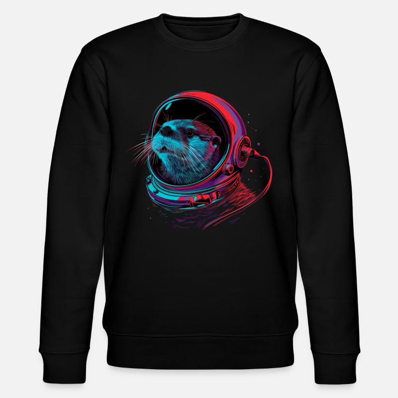 Otter Space Lustig Otter Astronaut - Stanley/Stella Unisex Bio-Sweatshirt CHANGER - Schwarz