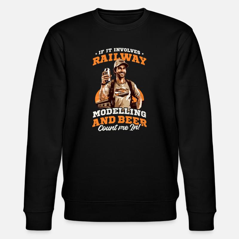 Modelleisenbahn Modellbau und Bier - Stanley/Stella Unisex Bio-Sweatshirt CHANGER  - Schwarz