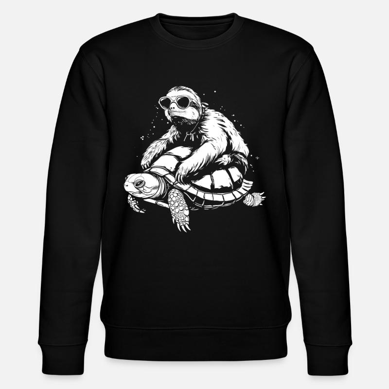 Sloth Turtle Funny Gift - Stanley/Stella CHANGER Unisex Organic Sweatshirt - black