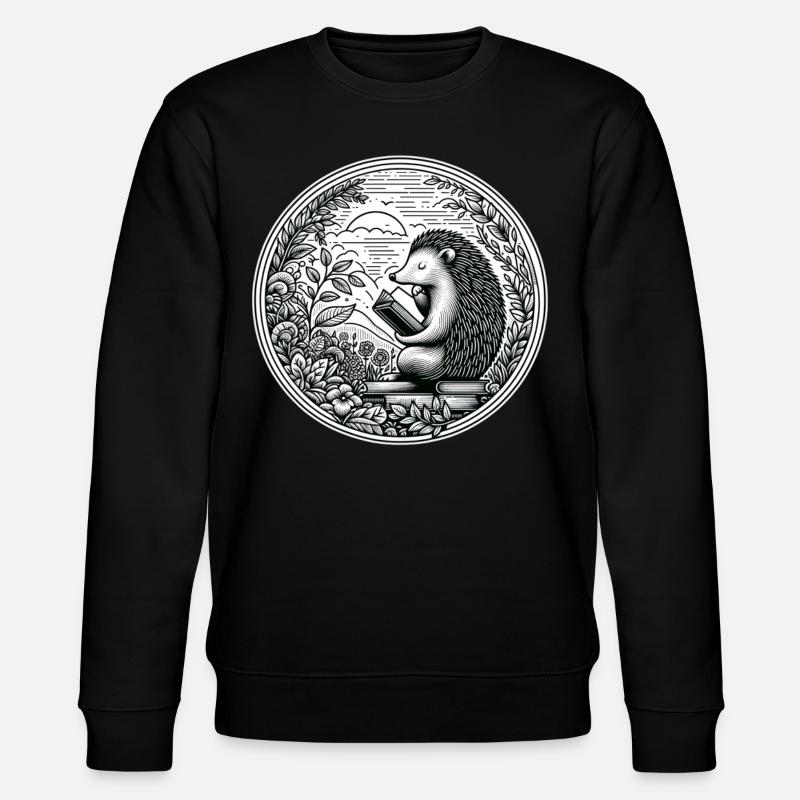 Igel-wildnis-buchleseillustration - Stanley/Stella Unisex Bio-Sweatshirt CHANGER  - Schwarz