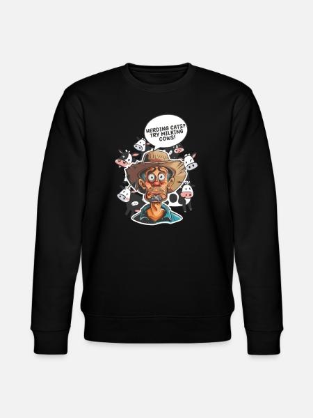Mælkeproducent hyrde katte? Prøv at malke køer! - Stanley/Stella økologisk unisex-sweatshirt CHANGER  - sort