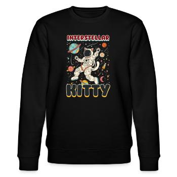 Cat Astronaut Interstellar Kitty - Stanley/Stella CHANGER Unisex Organic Sweatshirt - black - Front - Nik (191cm) & Marisol (170cm)