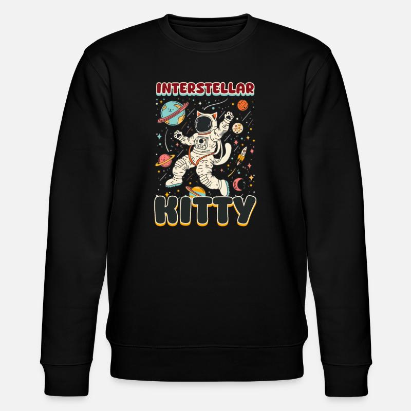 Katze Astronaut Interstellar Kitty - Stanley/Stella Unisex Bio-Sweatshirt CHANGER  - Schwarz