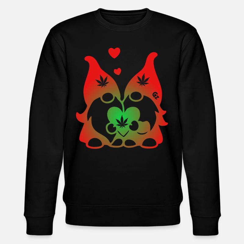 Kifferzwerge mit Hanf-Herz - Stanley/Stella Unisex Bio-Sweatshirt CHANGER  - Schwarz