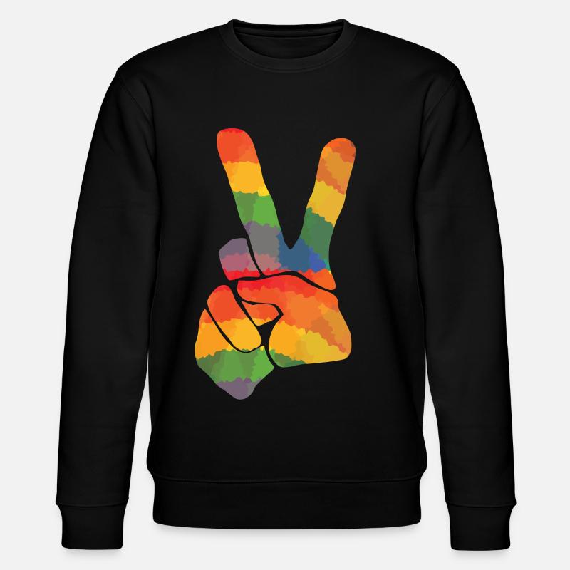 Farvet peace tegn - Stanley/Stella økologisk unisex-sweatshirt CHANGER - sort