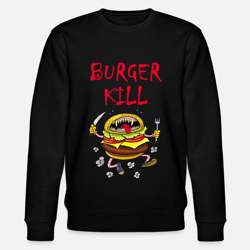 Fleischfresser Hamburger - Stanley/Stella Unisex Bio-Sweatshirt CHANGER  - Schwarz