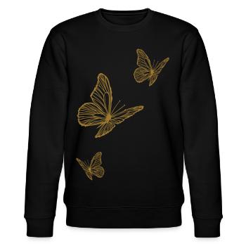 Filigrane Schmetterlinge Sommer gold - Stanley/Stella Unisex Bio-Sweatshirt CHANGER  - Schwarz - Vorne - Nik (191cm) & Marisol (170cm)