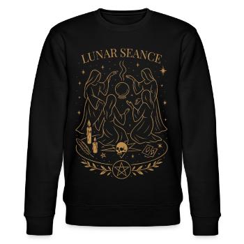Samhain Lunar Séance Hexe Mond Ritual Art - Stanley/Stella Unisex Bio-Sweatshirt CHANGER  - Schwarz - Vorne - Nik (191cm) & Marisol (170cm)