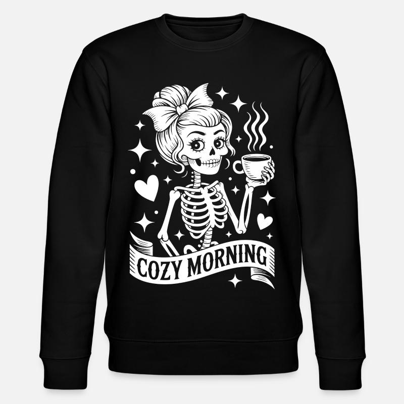 Cuddly Morning Skeleton - Stanley/Stella CHANGER Unisex Organic Sweatshirt - black