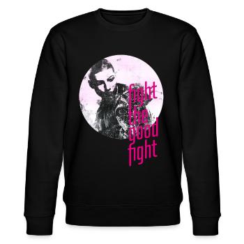 ThinkBick_Fight_the_good_fight_2026_5 - Stanley/Stella Unisex Bio-Sweatshirt CHANGER  - Schwarz - Vorne - Nik (191cm) & Marisol (170cm)