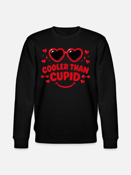 Cooler Than Cupid Retro Hearts - Stanley/Stella CHANGER Unisex Organic Sweatshirt - black
