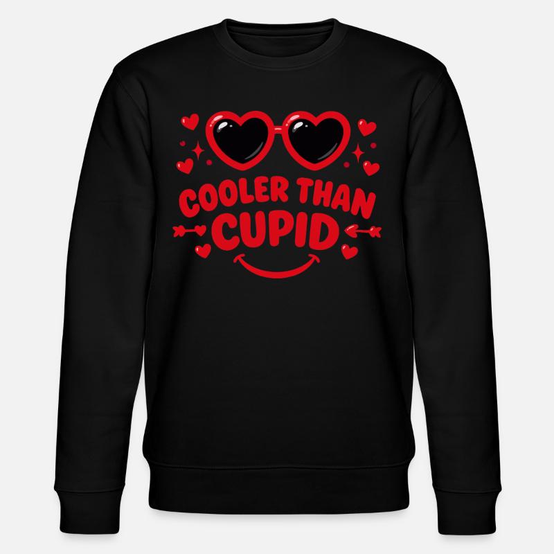 Cooler Than Cupid Retro Hearts - Stanley/Stella CHANGER Unisex Organic Sweatshirt - black