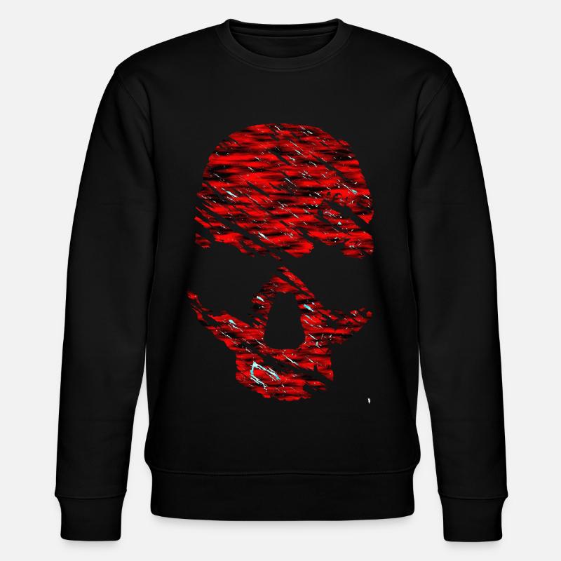 Red Skull with Cracks - Stanley/Stella CHANGER Unisex Organic Sweatshirt - black