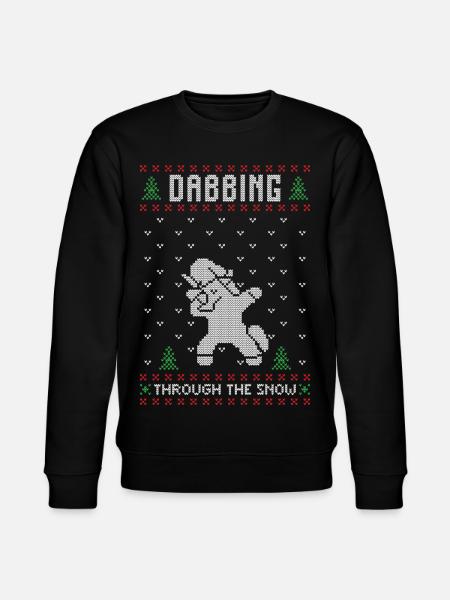 Santa-Einhorn-Hässlicher Weihnachtspullover abtupfen - Stanley/Stella Unisex Bio-Sweatshirt CHANGER - Schwarz