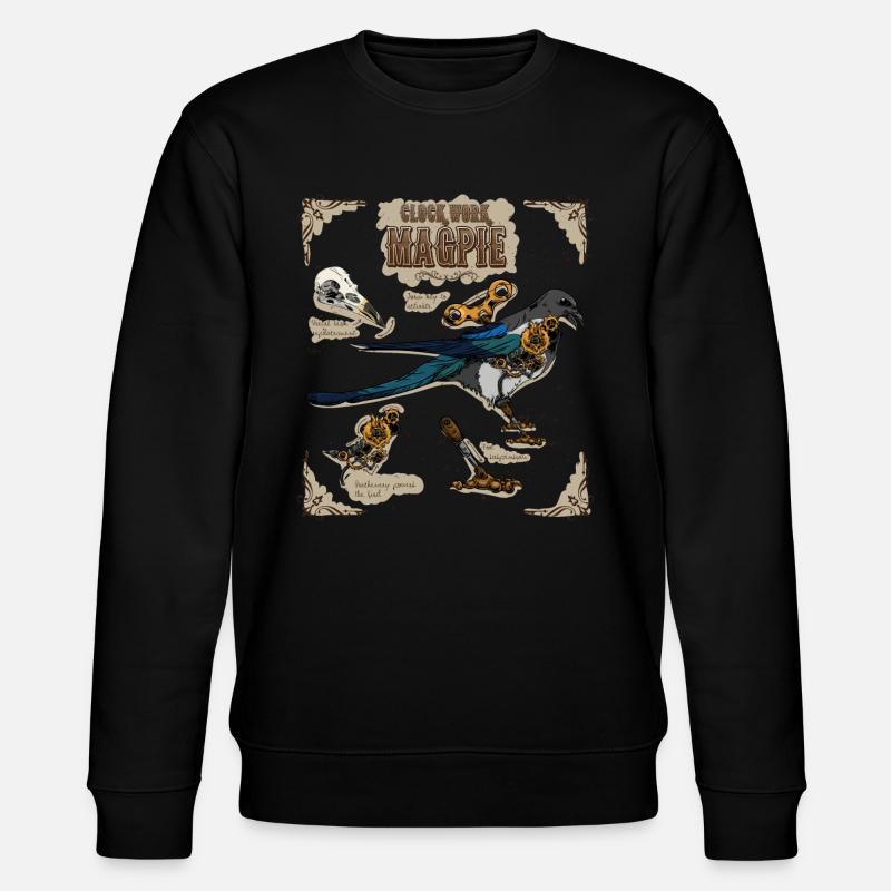 Steampunk Clockwork Magpie - Stanley/Stella CHANGER Unisex Organic Sweatshirt - black