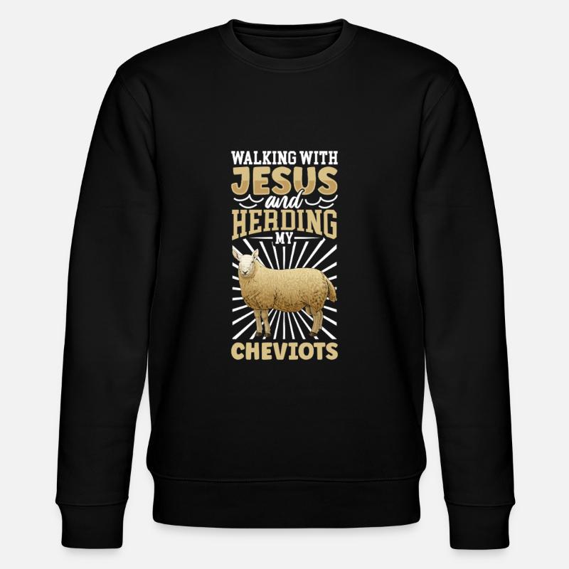 Jesus und Schaf - Cheviot-Schaf - Stanley/Stella Unisex Bio-Sweatshirt CHANGER  - Schwarz