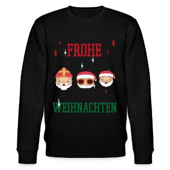 Frohe Weihnachten Familien Freiertage Logo - Stanley/Stella Unisex Bio-Sweatshirt CHANGER  - Schwarz - Vorne - Nik (191cm) & Marisol (170cm)