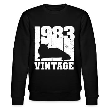 1983 Vintage Cat Maine Coon White - Stanley/Stella CHANGER Unisex Organic Sweatshirt - black - Front - Nik (191cm) & Marisol (170cm)