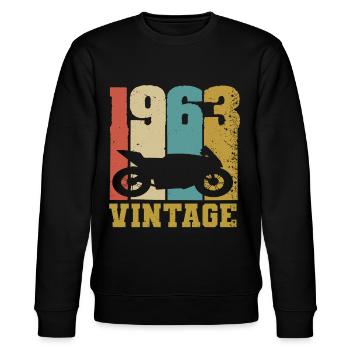1963 motorcycle vintage - Stanley/Stella CHANGER Unisex Organic Sweatshirt - black - Front - Nik (191cm) & Marisol (170cm)