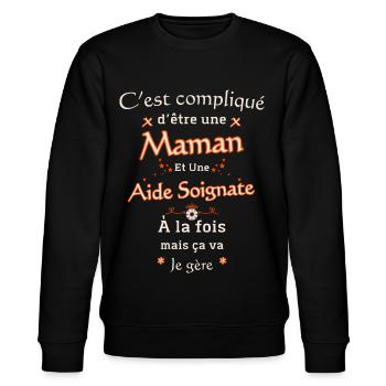 Maman Et Aide Soignante - Sweat bio CHANGER Stanley/Stella Unisexe - noir - Devant - Nik (191cm) & Marisol (170cm)