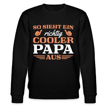 Vater Spruch Cooler Papa Vatertag - Stanley/Stella Unisex Bio-Sweatshirt CHANGER  - Schwarz - Vorne - Nik (191cm) & Marisol (170cm)