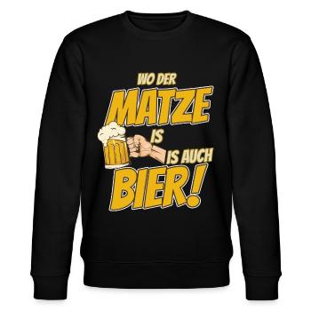 bier matze matthias grillen feiern bierbauch - Stanley/Stella Unisex Bio-Sweatshirt CHANGER  - Schwarz - Vorne - Nik (191cm) & Marisol (170cm)