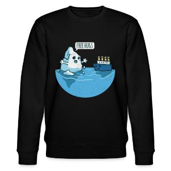 Eisberg & Schiff Spruch Free Hugs Knuddel - Stanley/Stella Unisex Bio-Sweatshirt CHANGER  - Schwarz - Vorne - Nik (191cm) & Marisol (170cm)
