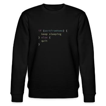 Lustige Arbeit von zu Hause aus Computer - Stanley/Stella Unisex Bio-Sweatshirt CHANGER  - Schwarz - Vorne - Nik (191cm) & Marisol (170cm)