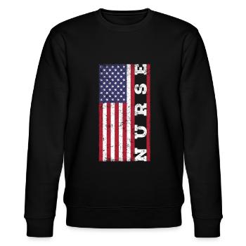 Patriotic nurse, - Stanley/Stella CHANGER Unisex Organic Sweatshirt - black - Front - Nik (191cm) & Marisol (170cm)
