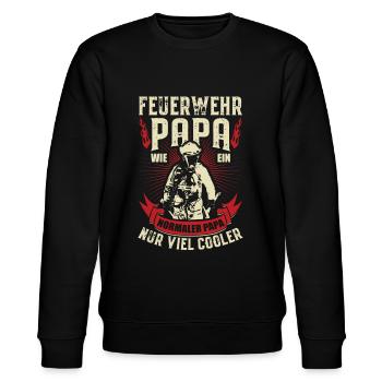 Feuerwehr Papa wie ein normaler Papa n viel cooler - Stanley/Stella Unisex Bio-Sweatshirt CHANGER  - Schwarz - Vorne - Nik (191cm) & Marisol (170cm)