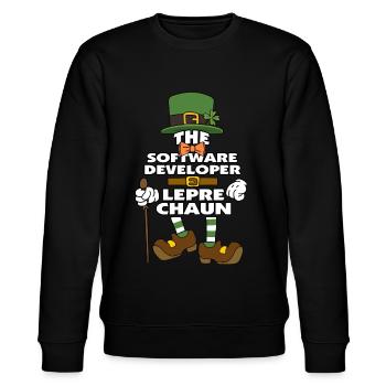 The Software Developer Leprechaun St Patrick's Day - Stanley/Stella CHANGER Unisex Organic Sweatshirt - black - Front - Nik (191cm) & Marisol (170cm)