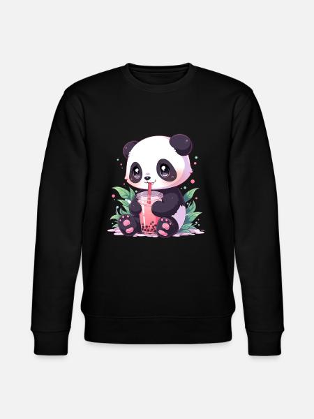 Kawaii Panda bubble tea boba tea - Stanley/Stella CHANGER Unisex Organic Sweatshirt - black