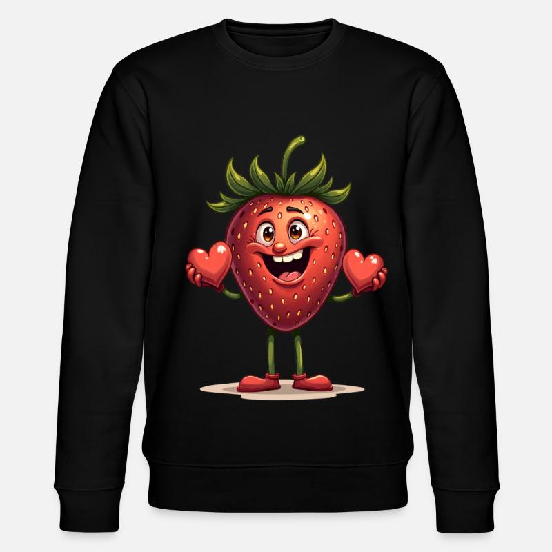Lustige Erdbeere Erdbeeren Früchte - Stanley/Stella Unisex Bio-Sweatshirt CHANGER  - Schwarz