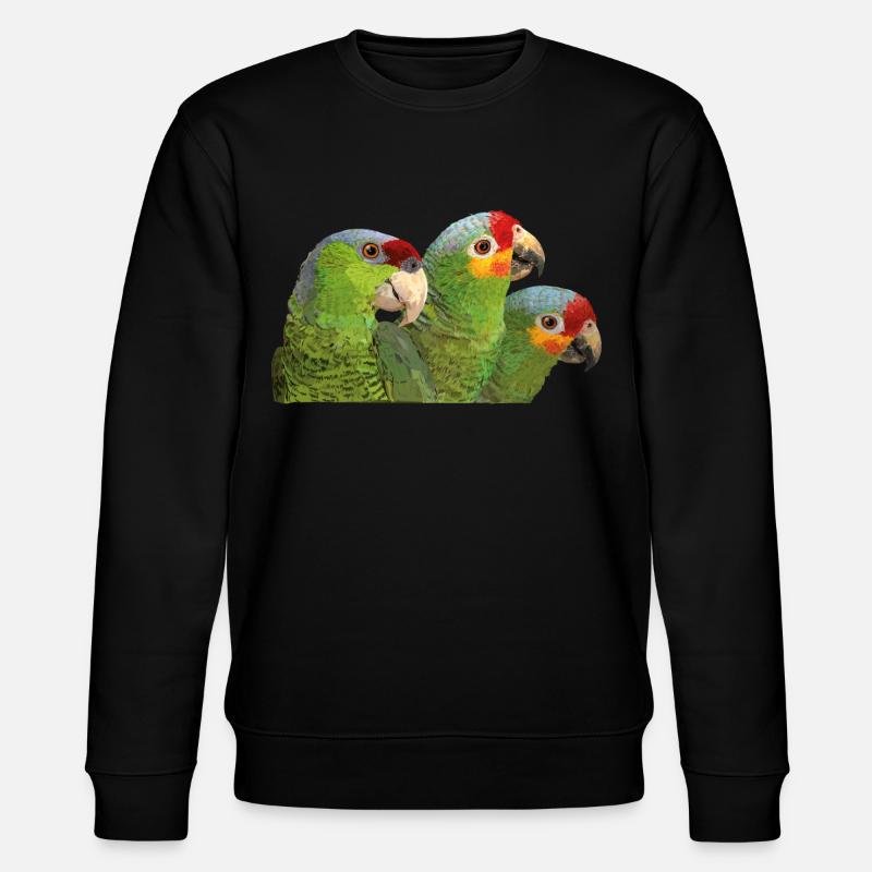 Red-fronted Amazon and lilac-crowned parrot - Stanley/Stella CHANGER Unisex Organic Sweatshirt - black